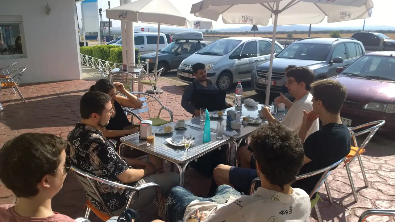 Tomando un descanso a mitad de camino.